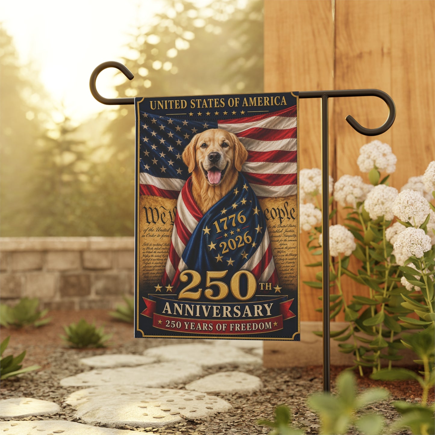 Golden Retriever Patriotic Flag | 250 Years of Freedom | We The People | 250th Anniversary 1776-2026 | Independence Day | Golden Mom Gift | USA Flag Decor