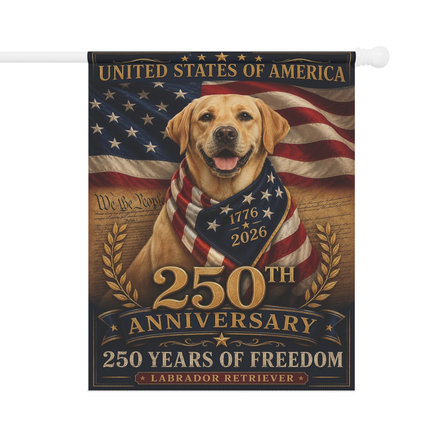 Labrador Retriever Patriotic Flag | 250 Years of Freedom | We The People | 250th Anniversary 1776-2026 | Independence Day | Lab Mom Gift | USA Flag Decor