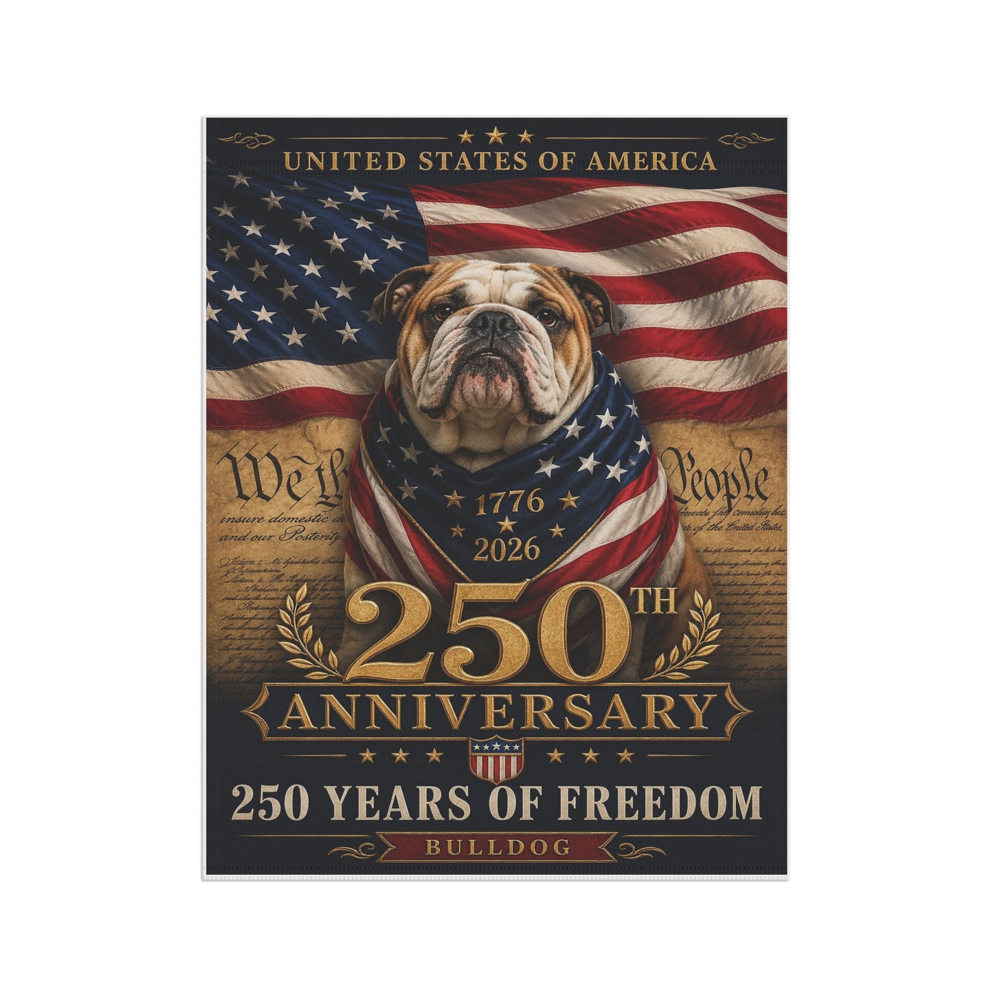 Bulldog Patriotic Flag | 250 Years of Freedom | We The People | 250th Anniversary 1776-2026 | Independence Day | Bulldog Mom Gift | USA Flag Decor
