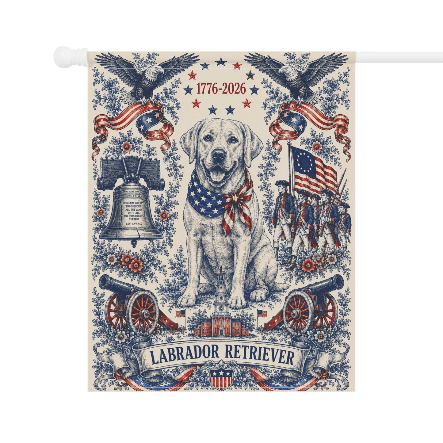 Labrador Retriever Patriotic Garden Flag | 250th Anniversary 1776-2026 | American Toile Art | Independence Day Flag | Lab Mom Gift | USA Outdoor Decor