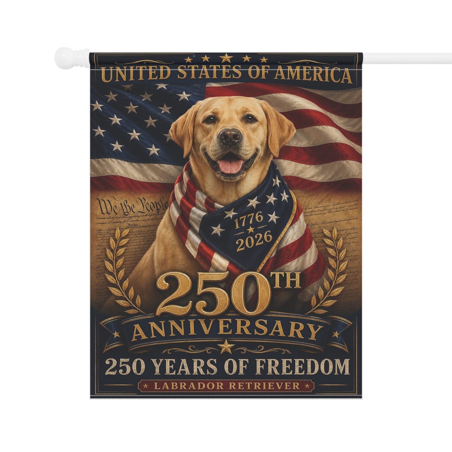 Labrador Retriever Patriotic Flag | 250 Years of Freedom | We The People | 250th Anniversary 1776-2026 | Independence Day | Lab Mom Gift | USA Flag Decor
