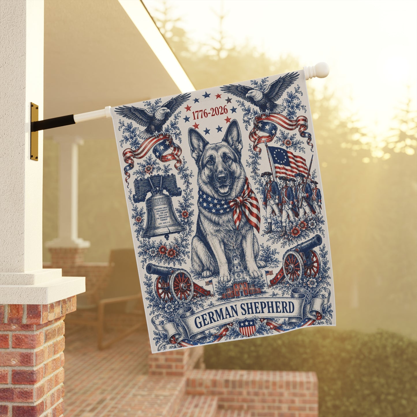 German Shepherd Patriotic Garden Flag | 250th Anniversary 1776-2026 | American Toile Art | Independence Day Flag | GSD Mom Gift | USA Outdoor Decor
