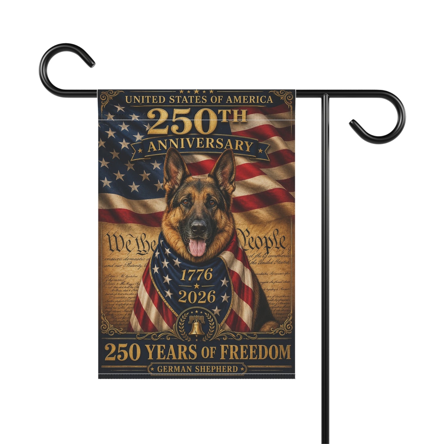 German Shepherd Patriotic Flag | 250 Years of Freedom | We The People | 250th Anniversary 1776-2026 | Independence Day | GSD Military Gift | USA Flag Decor